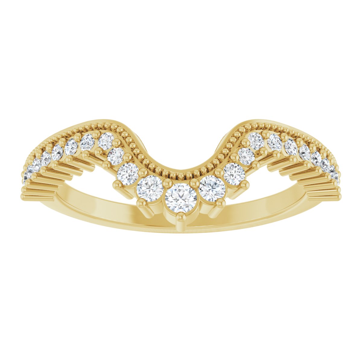 Milgrain Edge Accented Contour Band
