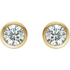 Round Bezel-Set Birthstone Stud Earrings