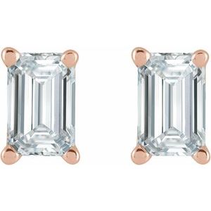 Emerald 4-Prong Stud Earrings