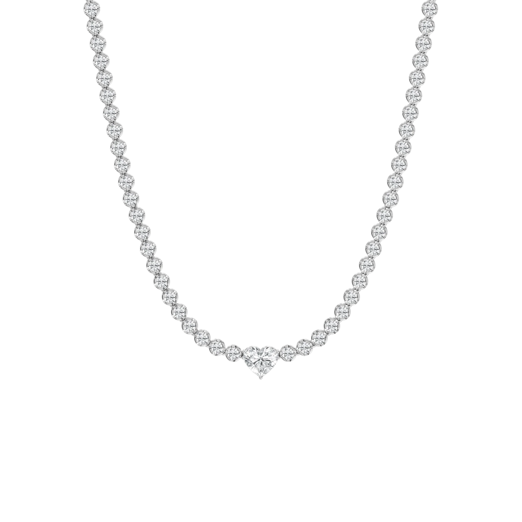 13 ⅓ ctw Round LGD Heart Center Tennis Necklace - 18 Inches - Signature Collection