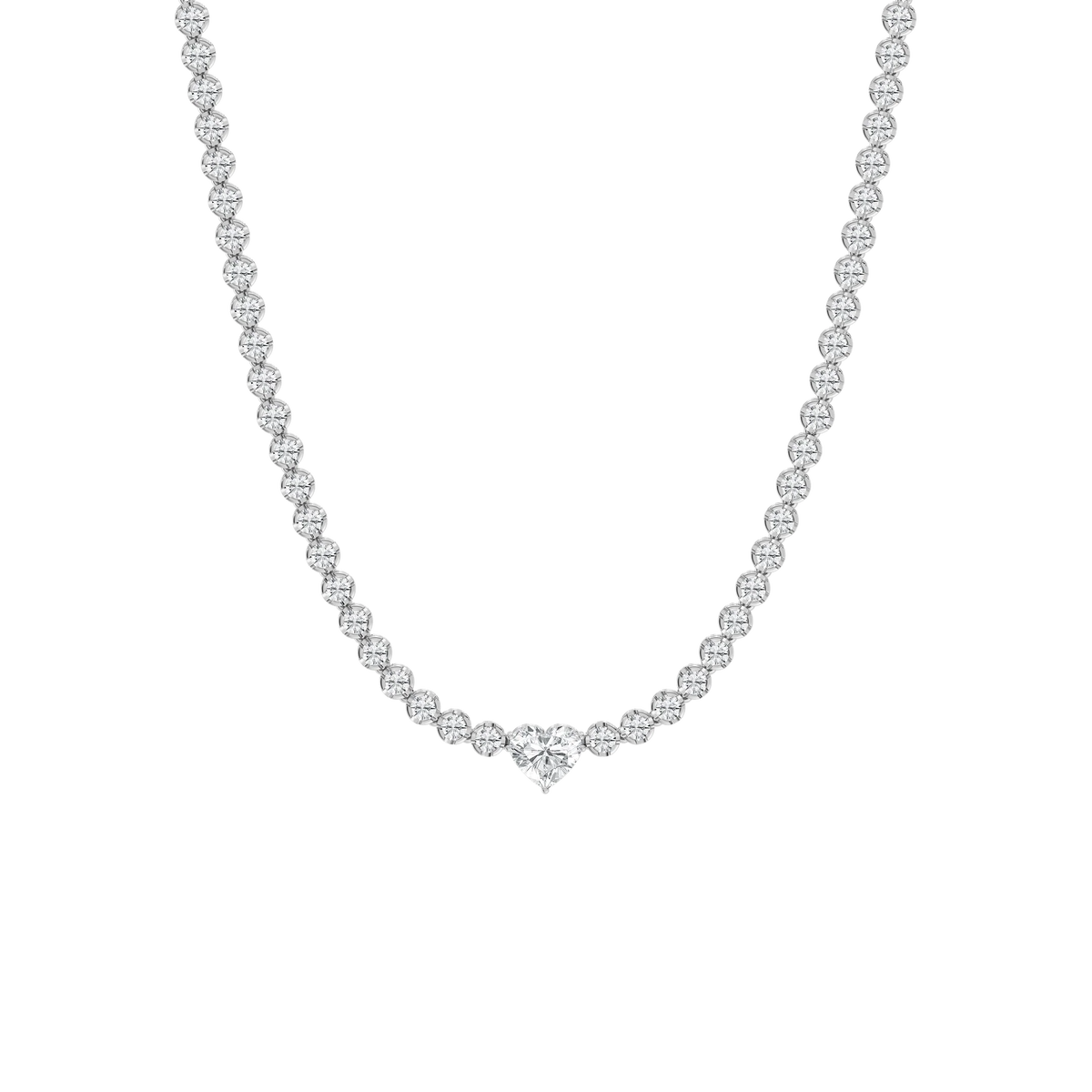 13 ⅓ ctw Round LGD Heart Center Tennis Necklace - 18 Inches - Signature Collection