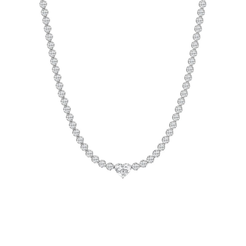 13 ⅓ ctw Round LGD Heart Center Tennis Necklace - 18 Inches - Signature Collection