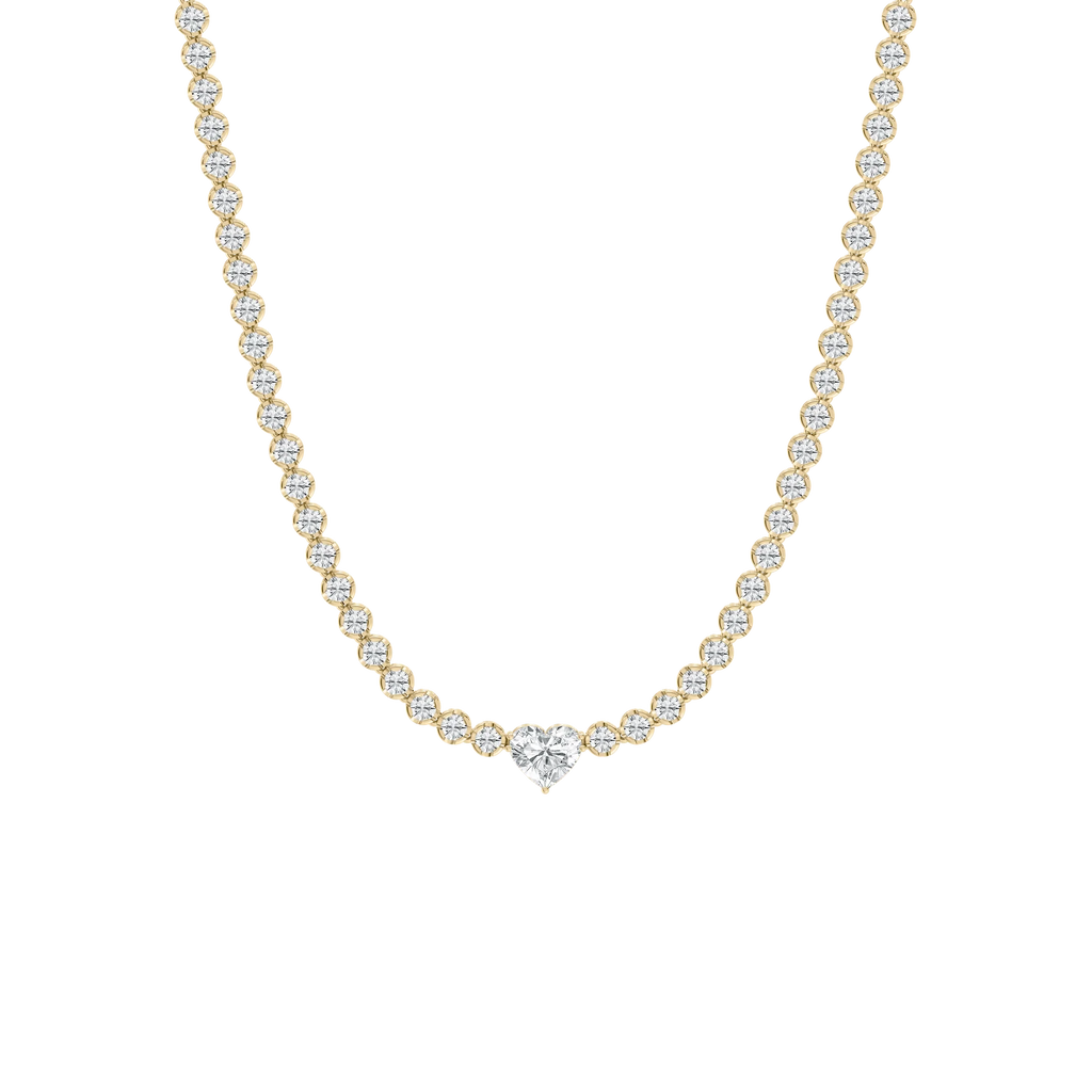 13 ⅓ ctw Round LGD Heart Center Tennis Necklace - 18 Inches - Signature Collection