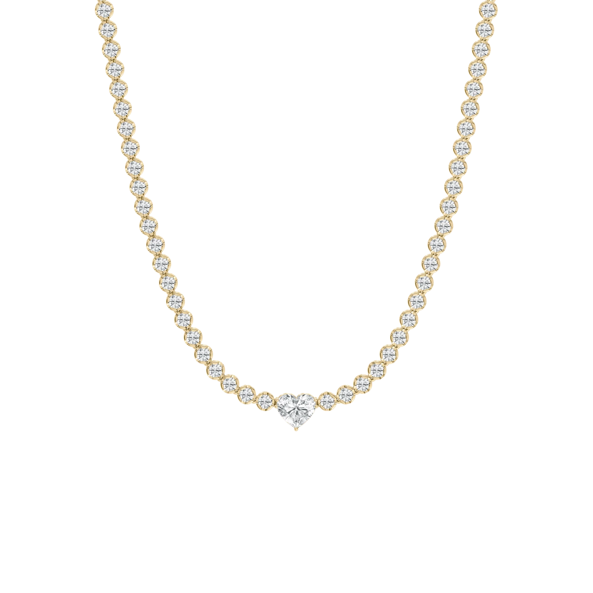 13 ⅓ ctw Round LGD Heart Center Tennis Necklace - 18 Inches - Signature Collection