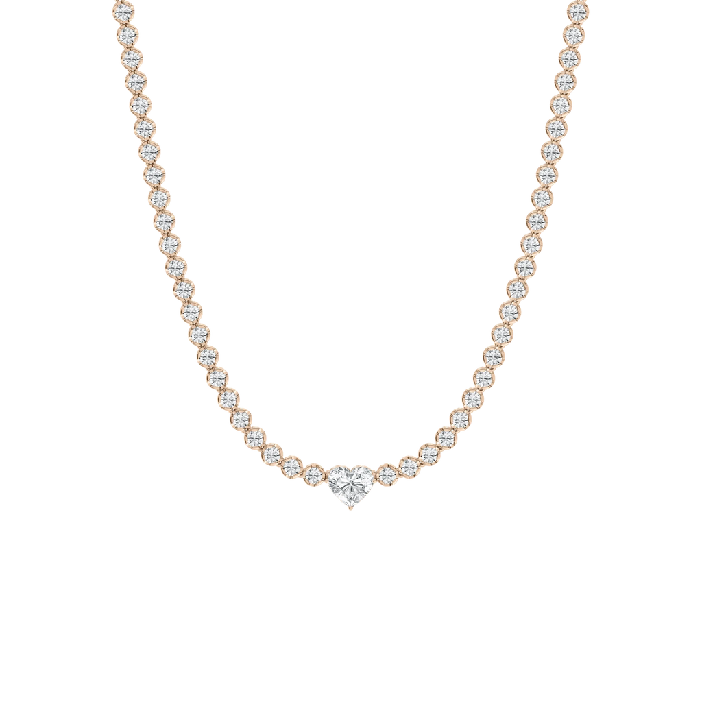 13 ⅓ ctw Round LGD Heart Center Tennis Necklace - 18 Inches - Signature Collection