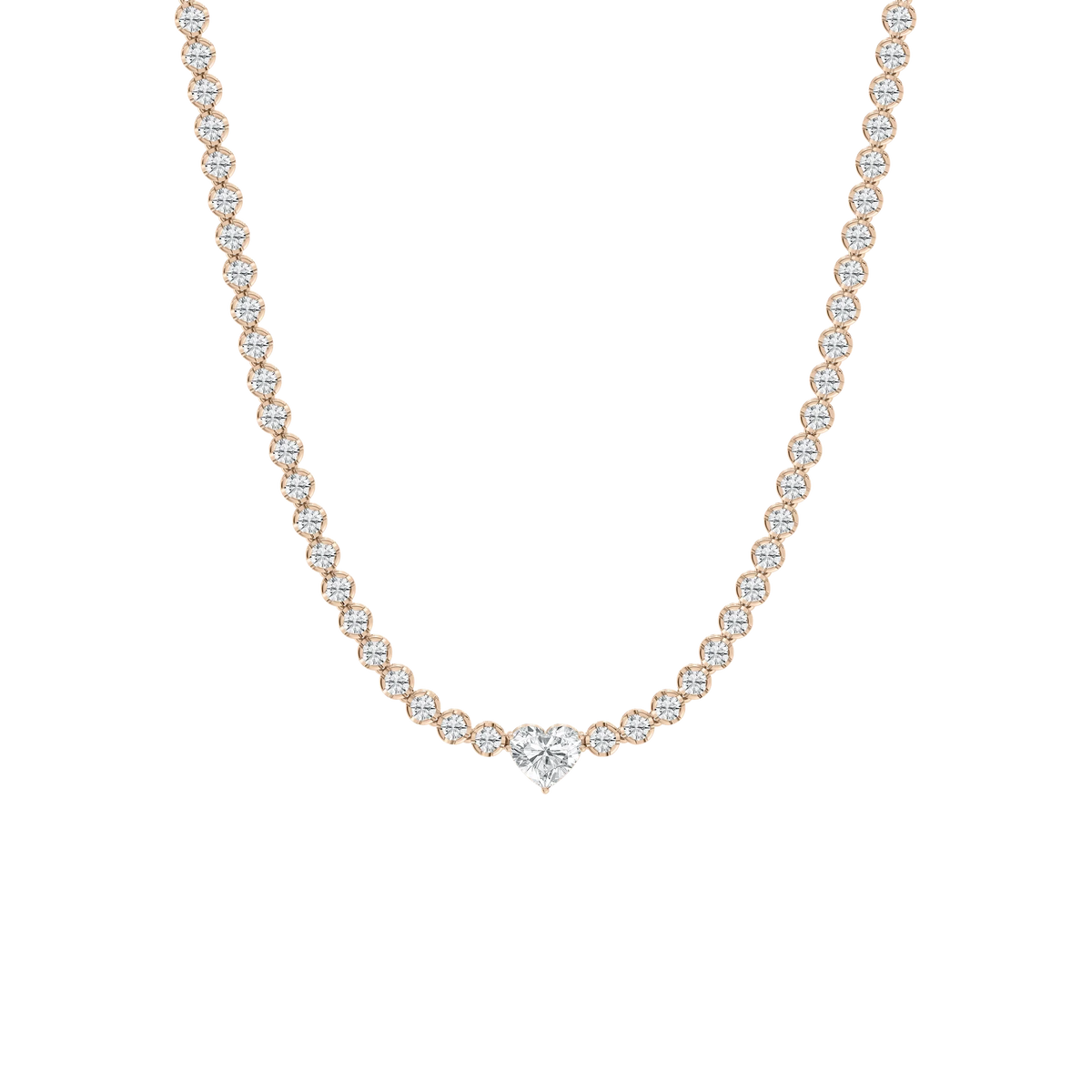 13 ⅓ ctw Round LGD Heart Center Tennis Necklace - 18 Inches - Signature Collection