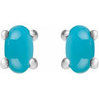 Oval 4-Prong Cabochon Earrings