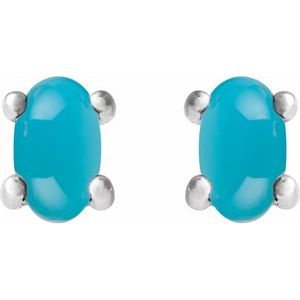 Oval 4-Prong Cabochon Earrings