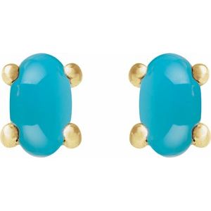 Oval 4-Prong Cabochon Earrings