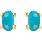 Oval 4-Prong Cabochon Earrings