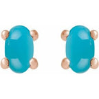 Oval 4-Prong Cabochon Earrings