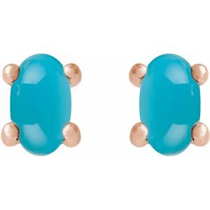 Oval 4-Prong Cabochon Earrings