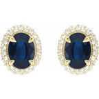 Oval 4-Claw Prong Pre-Notched Halo-Style Earrings