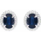 Oval 4-Claw Prong Pre-Notched Halo-Style Earrings