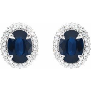 Oval 4-Claw Prong Pre-Notched Halo-Style Earrings