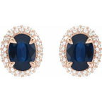 Oval 4-Claw Prong Pre-Notched Halo-Style Earrings