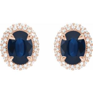 Oval 4-Claw Prong Pre-Notched Halo-Style Earrings