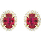 Oval 4-Claw Prong Pre-Notched Halo-Style Earrings