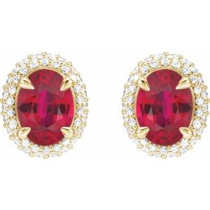 Oval 4-Claw Prong Pre-Notched Halo-Style Earrings
