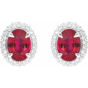 Oval 4-Claw Prong Pre-Notched Halo-Style Earrings