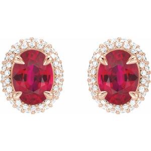 Oval 4-Claw Prong Pre-Notched Halo-Style Earrings