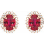 Oval 4-Claw Prong Pre-Notched Halo-Style Earrings