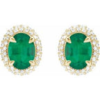Oval 4-Claw Prong Pre-Notched Halo-Style Earrings