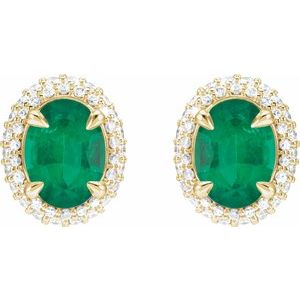 Oval 4-Claw Prong Pre-Notched Halo-Style Earrings