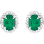 Oval 4-Claw Prong Pre-Notched Halo-Style Earrings