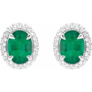 Oval 4-Claw Prong Pre-Notched Halo-Style Earrings