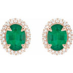 Oval 4-Claw Prong Pre-Notched Halo-Style Earrings