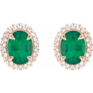 Oval 4-Claw Prong Pre-Notched Halo-Style Earrings