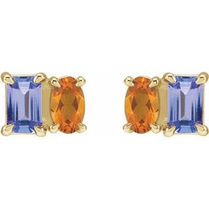 Two-Stone Stud Earrings