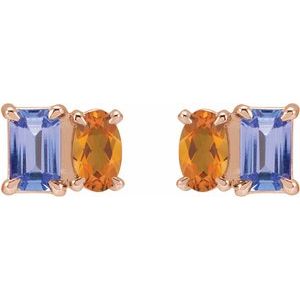 Two-Stone Stud Earrings