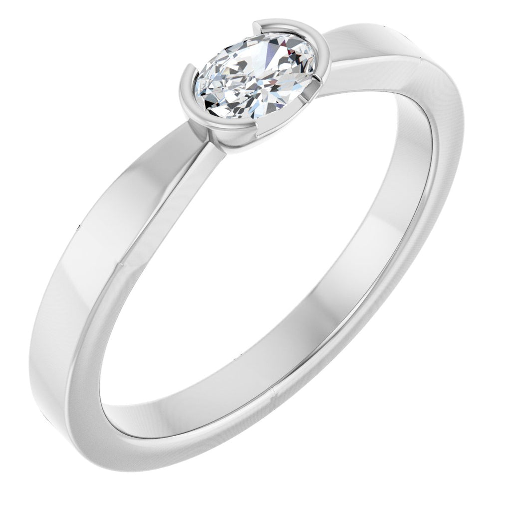 Half-Bezel Solitaire Ring