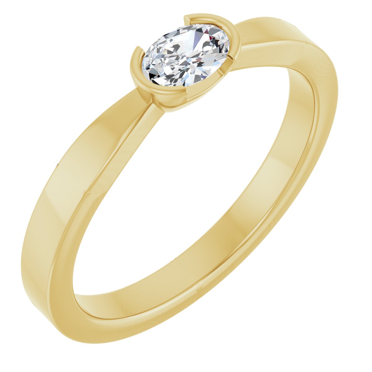 Half-Bezel Solitaire Ring