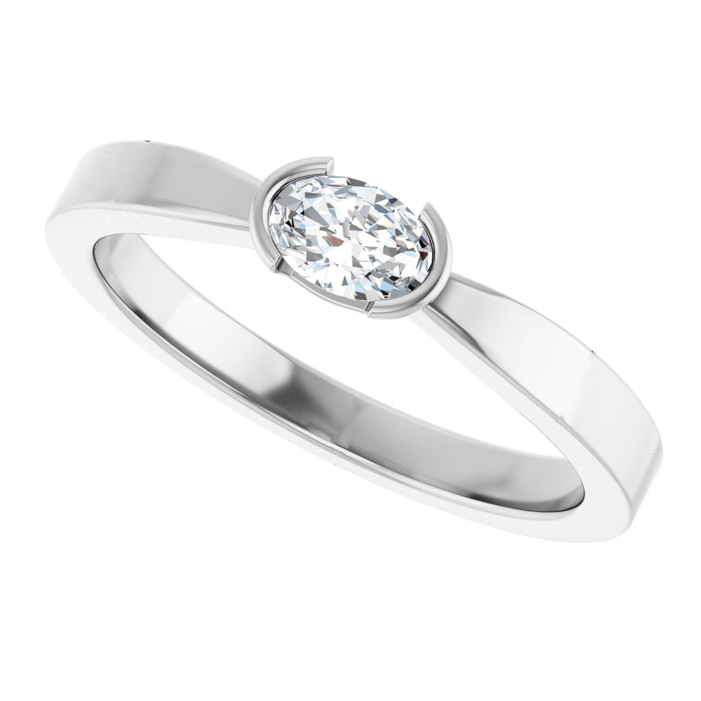 Half-Bezel Solitaire Ring