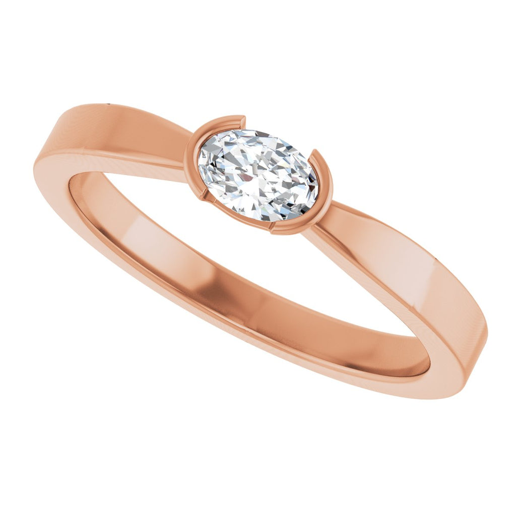 Half-Bezel Solitaire Ring