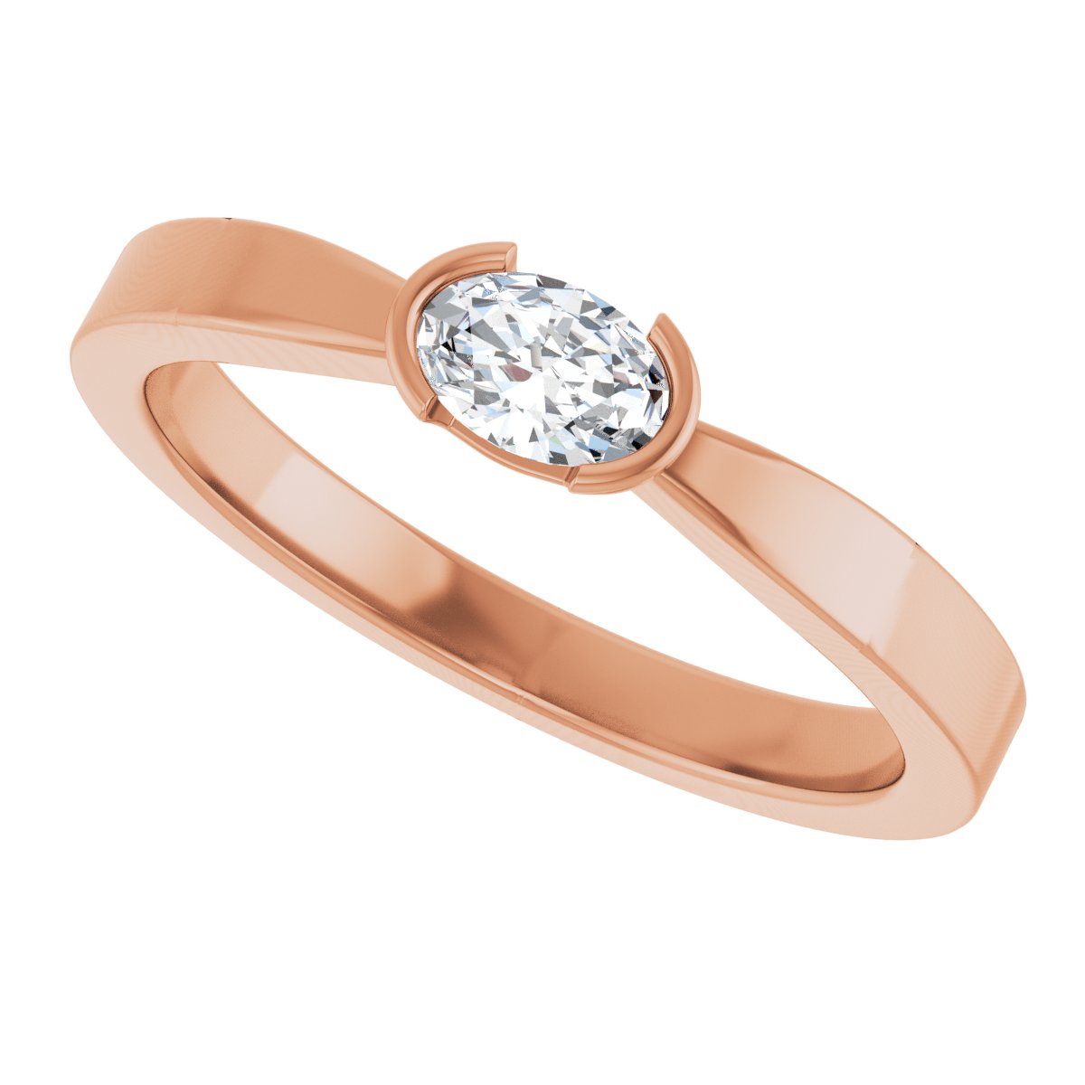 Half-Bezel Solitaire Ring