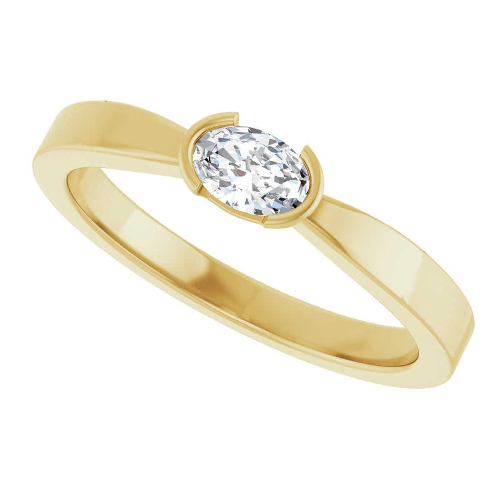Half-Bezel Solitaire Ring