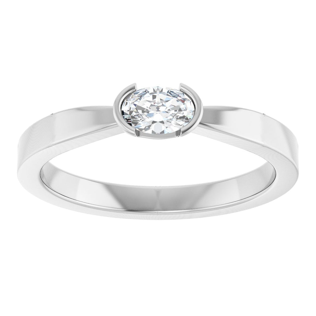 Half-Bezel Solitaire Ring