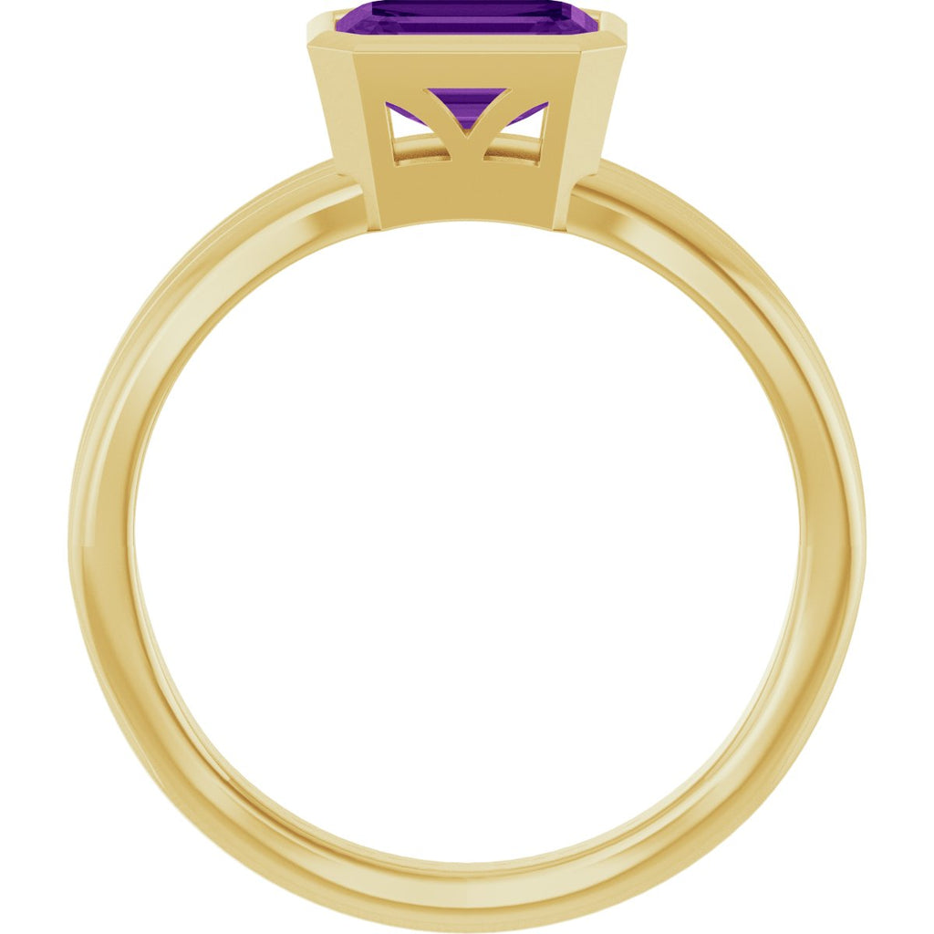 Bezel-Set Grooved Solitaire Ring