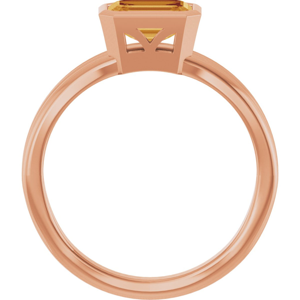 Bezel-Set Grooved Solitaire Ring