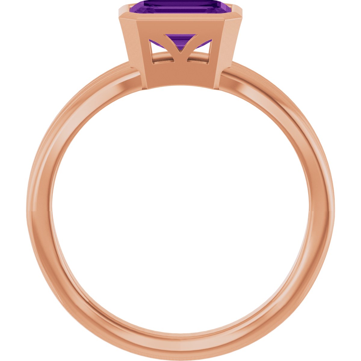 Bezel-Set Grooved Solitaire Ring