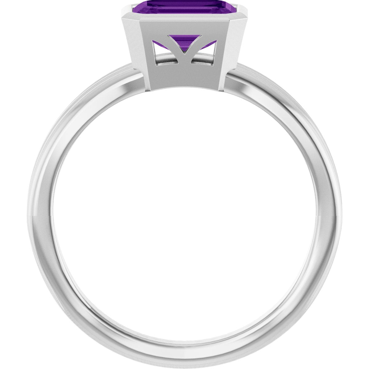 Bezel-Set Grooved Solitaire Ring