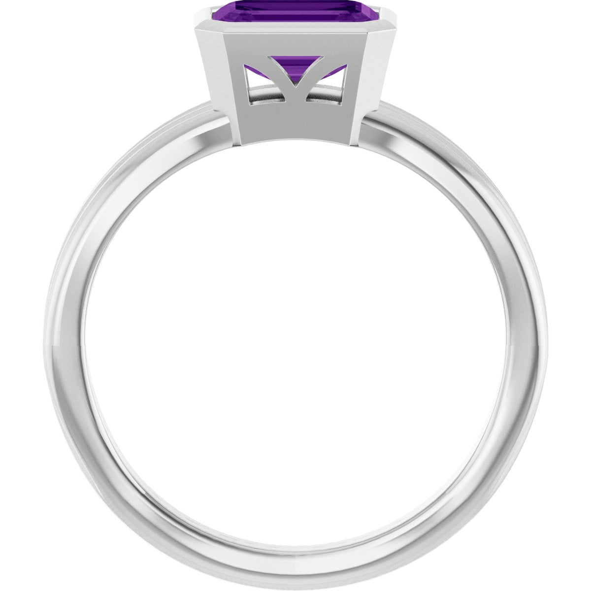 Bezel-Set Grooved Solitaire Ring