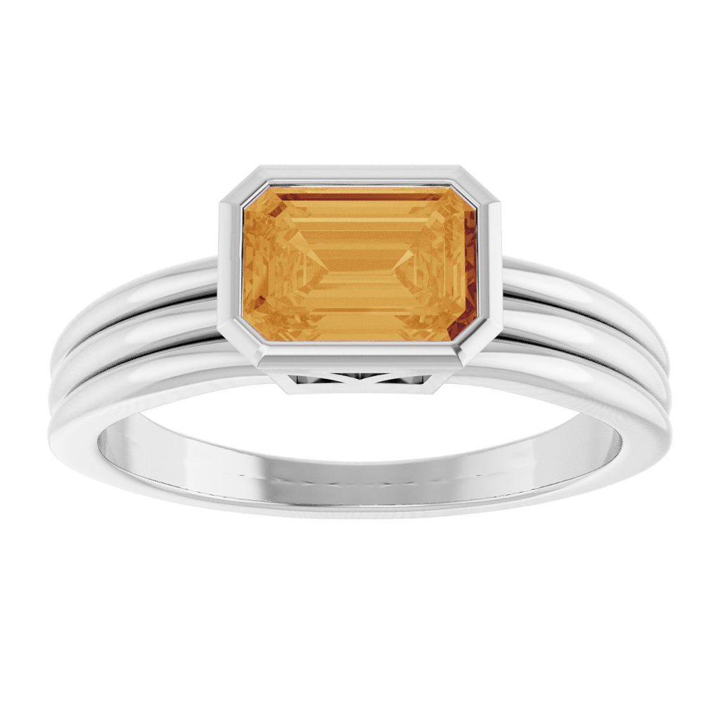Bezel-Set Grooved Solitaire Ring