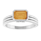 Bezel-Set Grooved Solitaire Ring