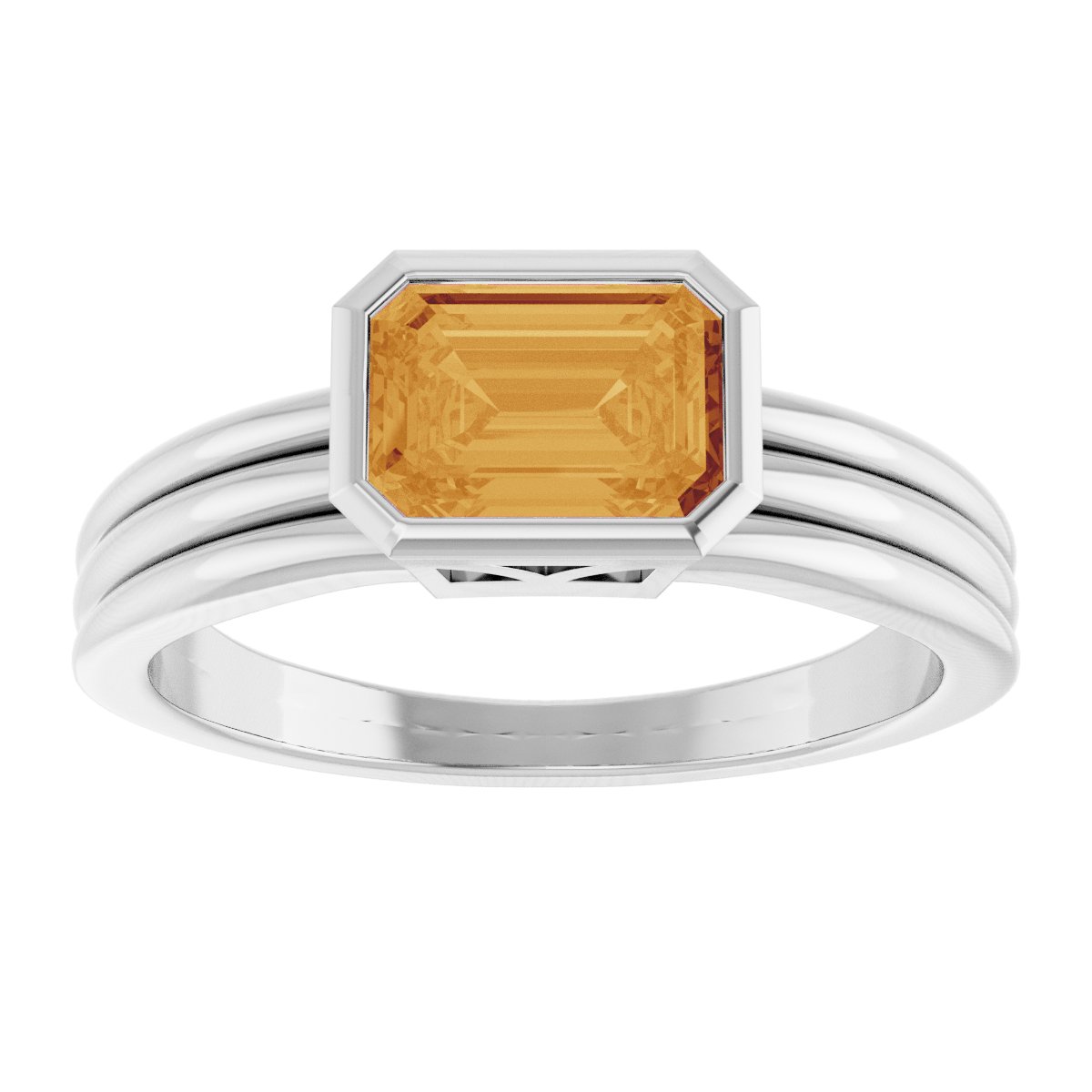 Bezel-Set Grooved Solitaire Ring