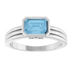Bezel-Set Grooved Solitaire Ring